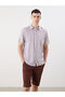 Regular Fit Short Sleeve Plaid Poplin Men's Shirt