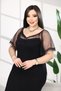 Plus Size Tulle Sleeves Midi Stylish and Elegant Tulle Detailed Women's Stretchy Fabric Dress with Lace Accessories - 2