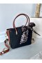 Black-Tan Women's Straw Milas Handbag and Shoulder Bag - 2