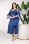 Plus Size Two-Piece Set: Luxurious Two-Piece Dress with Tulle Bolero and Bow Detail, Slit, and Strap Detail - 3