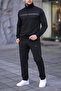 New Season Two Thread Black Top and Bottom Men's Tracksuit Set - 2