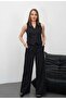 Women's Black Modern Vest & Palazzo Pants Set