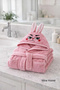 Pink Rabbit Embroidered Baby and Children's Bathrobe with Ears - 2