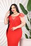 V-Neck Lace Embroidered Skirt t Tulle Detail D Lace Appliqued m Midi Length Plus Size E Stretchy Dress