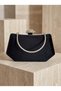 Black Color Imported Luxury K Velvet Chain Metal S Strappy Crystal Stone Women's Evening Dress Bag - 7