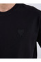 Unisex Black Oversized 100% Cotton Front Text Detailed Crew Neck Street Style T-Shirt Love