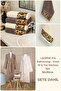 4 Piece Striped Bathrobe Set 100% Cotton Certified + Gift Leopard 4-Piece Coffee Cream Hand and Face Towels - 4