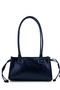 Belt Detail Artificial Fishbone Leather Women's Shoulder Bag Bag Girls Navy Blue - 4