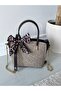 Brown-Cream Women's Straw Milas El Ve Shoulder Bag - 3
