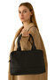 Women's Shoulder Bag Large Wide Volume Stylish Daily Bag Leather Documents Clutch Bag Black