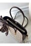 Brown-Cream Women's Straw Milas El Ve Shoulder Bag - 2