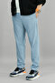 Men's Ice Blue Relaxed Fit Stretch Fabric Sports Pants Drawstring Waist Straight Leg - 3