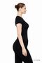 قميص أسود قصير الأكمام للنساء من Black Crew Neck Basic فائق النعومة - 4