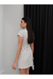 Women's White Polka Dot Pack Pinterest Plunging Neckline Mini Dress with Shorts - 5