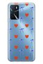 حافظة هاتف شفافة متوافقة مع هاتف اوبو A16 / A55 من نوع Heart and Ribbon منقوش