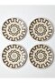 Classic Roman Mozaika Pattern 6-Person 25 cm Porcelain Serving Presentation Plates - 6