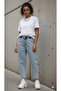 High Waist with Elastic Waistband, Comfortable Mom Jeans