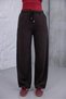 Women's Brown Baggy Linen Pants Elastic Waist Lace-Up Comfortable Wide Leg Summer Pants