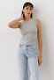 Women's Corded Fabric Rib Knit Halter Neck Tank Top — Summer Stylish Basic - 4