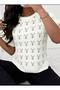 Short Sleeve Lace-Like Knit Slim Fit Crew Neck Knitwear Sweater - 3