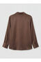 Lcwaikiki Classic Brown Satin Women's Shirt - 6