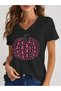 Women's Ribbon Awareness Printed V-Neck Sleeved Regular Fit T-Shirt