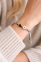 Black and White Heart Macramé Fan Bracelet Adjustable Minimal Chance Bracelet - 2