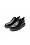Black Thick Sole Classic Shoes with Patent Leather Frame - 8