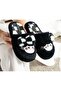 Women's Figure Black Plush Fluffy Non-Slip Underlay House Slippers - 3