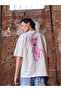 Unisex White Oversized 100% Cotton Back Printed Crew Neck Street Style T-Shirt Bear