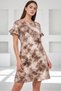Women's Crew Neck Short Ruffled Sleeve Viscose Casual Midi Length Patterned Casual Dress - 4