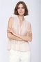 Women Mock Neck Half Pat Button Ruffle Sleeve Chiffon Stylish Office Blouse - 6