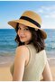 Aurora Zebra Ribbon Detailed Black Straw Women's Sun Hat - 3