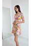 Women's Double-Breasted Collar Ruffled Skirt Waist Fitting Patterned Casual Stylish Mini Dress - 7
