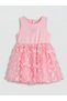Lcw Kids Crew Neck Tulle Detail Girls' Dress