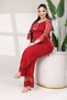 Women's Plus Size Polka Dot in Tulle Detail Stretchy Comfortable Fit Zippered Stripe Accessory Set Top and Bottom - 4