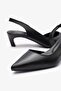 Punch Black Leather Women Heeled Shoes - 6