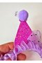 Kuromi Themed Special Design Crown with Tulle Pompoms and Pompom Detail |   Kuromi Designed Crown – Color Options Available - 2