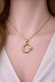 Vatan Crystal Stone Moon Star Turkish Flag Shaped Gold Color Stainless Steel Gold Necklace - 2