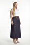 Women's Navy Blue Summer Skirt with Elastic Waist, Pack of Belt Denim Skirts - 2