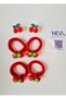 2 Pairs 6 Pieces Cherry Girl's Hair Clip Set |   4 Pcs: Cherry Lacing Buckle and 2 Pcs Cherry Snap Buckle - 3