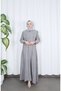 Button Detailed Bolero with Elastic Waist Hijab Dress Anthracite Hnt8540 - 4
