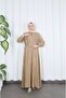 Button Detailed Bolero with Elastic Waist Hijab Dress Taba Hnt8540 - 3