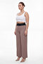 Women's Mink Summer Waist-Tied Trousers with Ribbed Stone Accessories and Piping Legs - 2