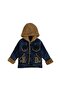 Boy's Hooded Denim Jacket Inside P Plush Sherpa Black Blue - 7