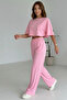 Women Batwing Sleeve Cropped Top- Baggy Pants Double Set - 4