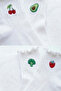 Embroidered Fruit Patterned White Socks Set of 4 – Cotton Women's Daily Socks - 5