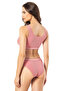 Cotton Lu Ribbed Knit 3-Piece Black, Blue, Dusty Rose Bustier and Bikini Set with Removable Pads - 7