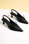 Women's Encapsulated Lace Detailed Pointed Toe Low Heel Shoes - 4