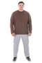 Long Sleeve Crew Neck m Transitional D Solid Color Thin Sweatshirt Suitable for Men between 115-155 Kilograms Brown - 3